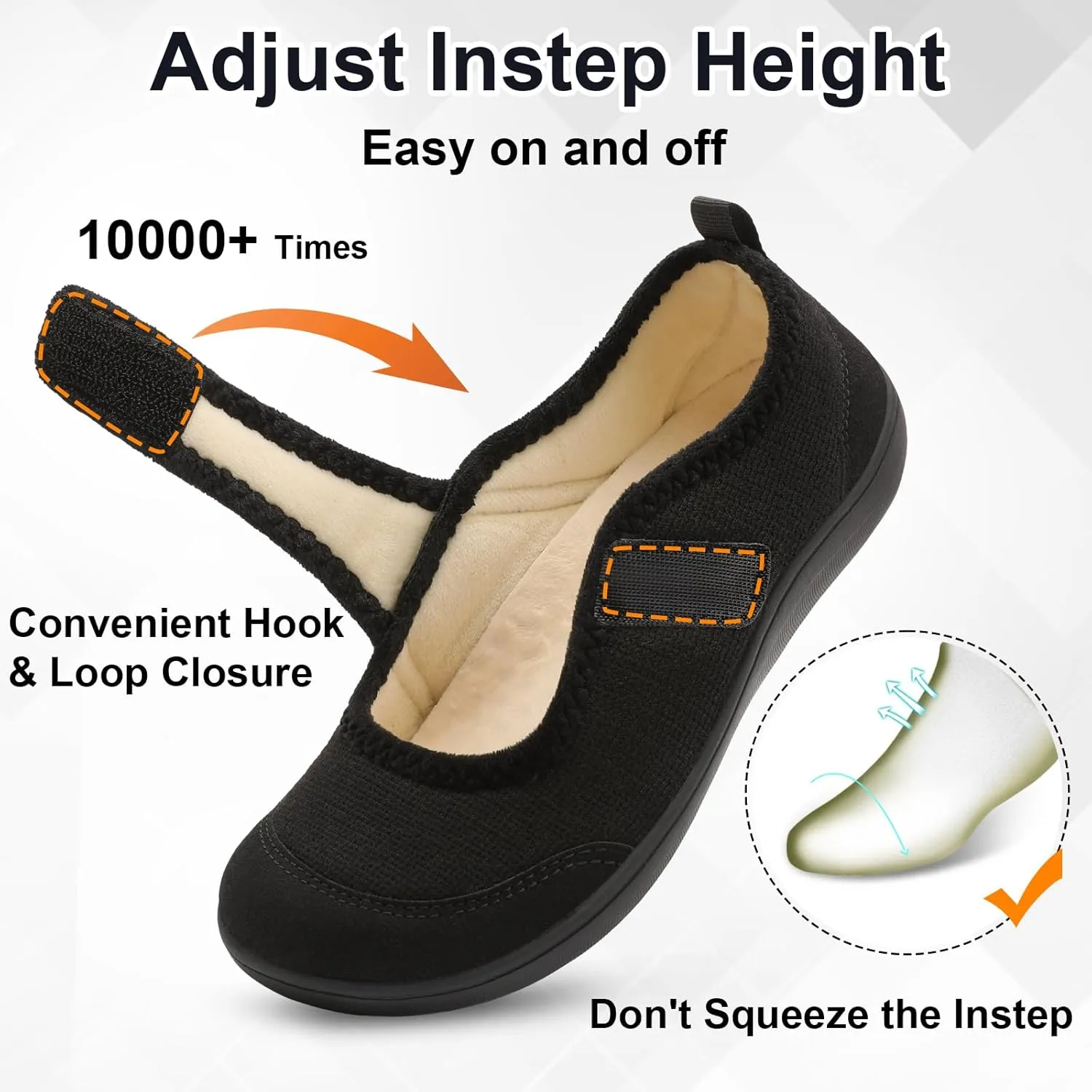 BARERUN Womens Slippers Wide Diabetic Shoes for Women Adjustable House Slippers Swollen Bunions Neuropathy House Shoes Stable Non Slip Barefoot Walking Shoes Indoor Outdoor