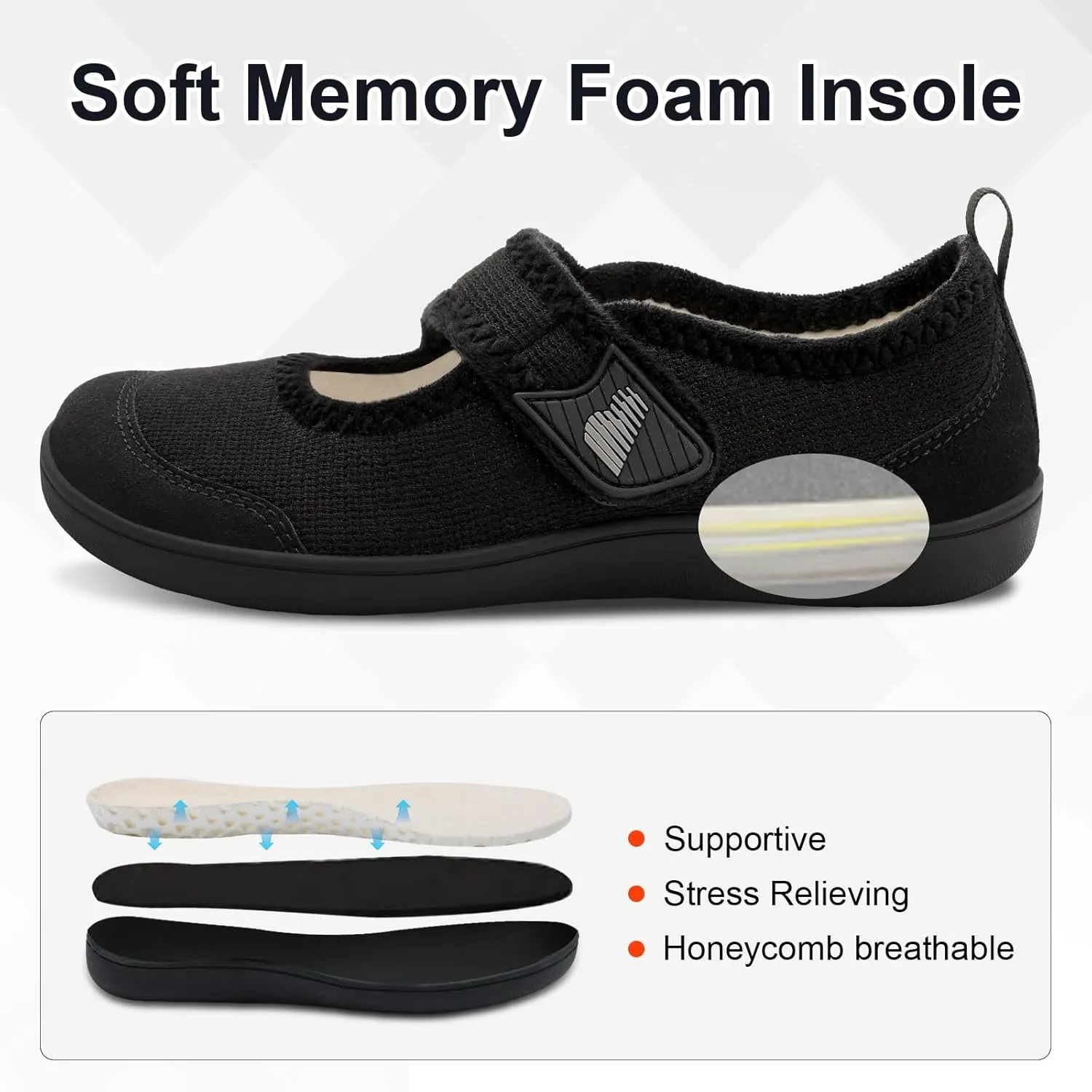 BARERUN Womens Slippers Wide Diabetic Shoes for Women Adjustable House Slippers Swollen Bunions Neuropathy House Shoes Stable Non Slip Barefoot Walking Shoes Indoor Outdoor