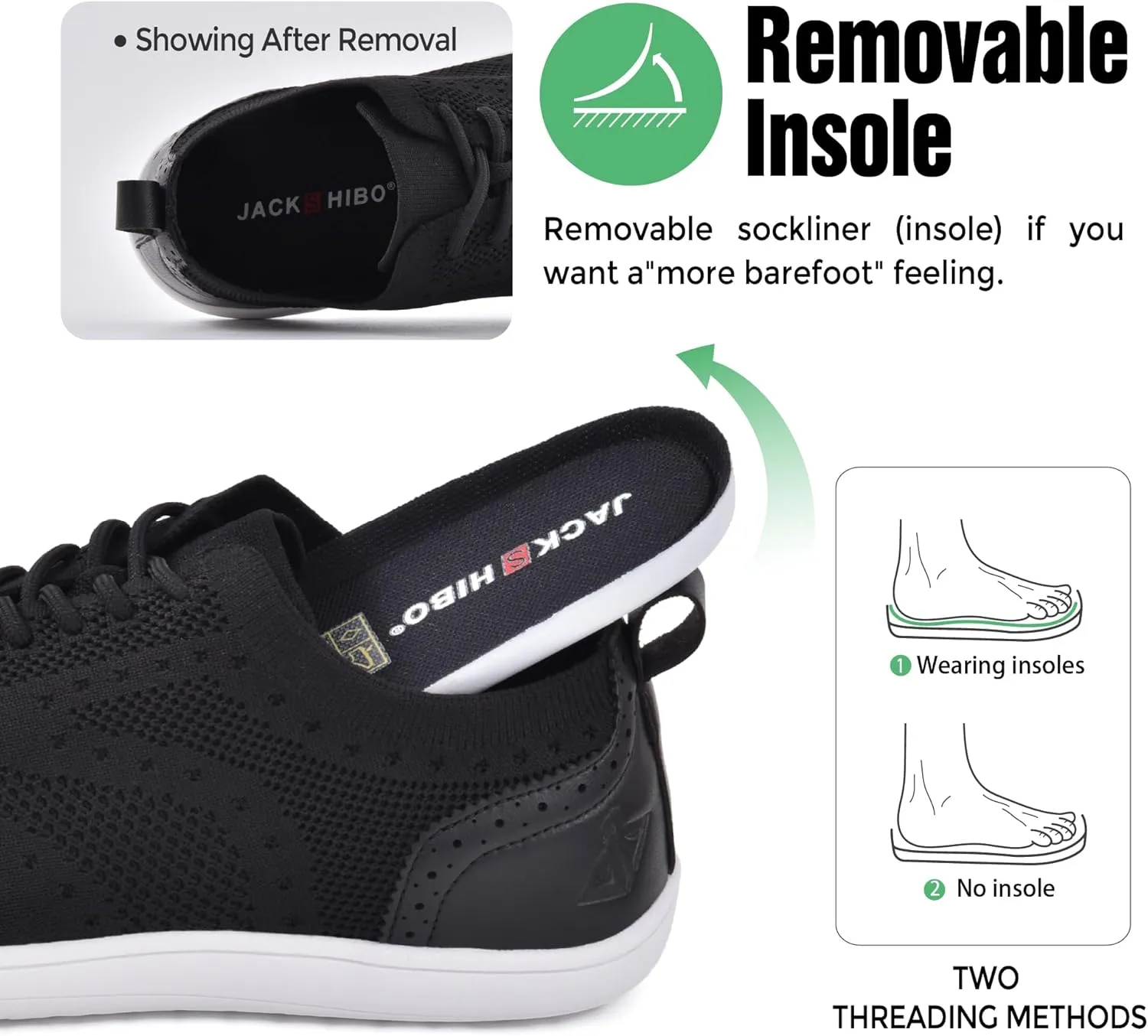 JACKSHIBO Barefoot Shoes for Men Slip on Shoes Minimalist Walking Sneakers Wide Toe Box Zero Drop Sole