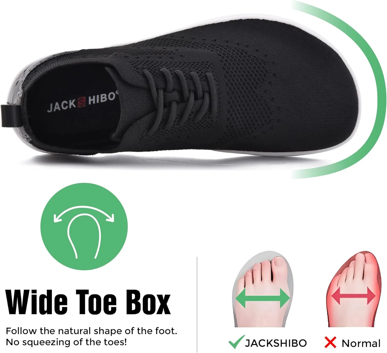 JACKSHIBO Barefoot Shoes for Men Slip on Shoes Minimalist Walking Sneakers Wide Toe Box Zero Drop Sole