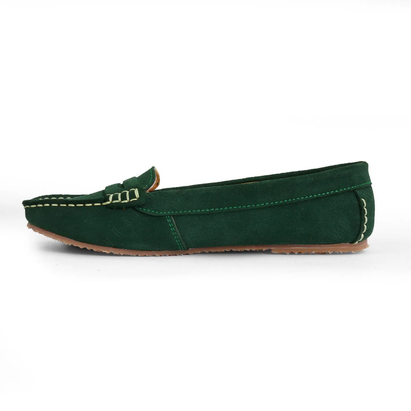 Leather Moccasin Suede Green Duck Head