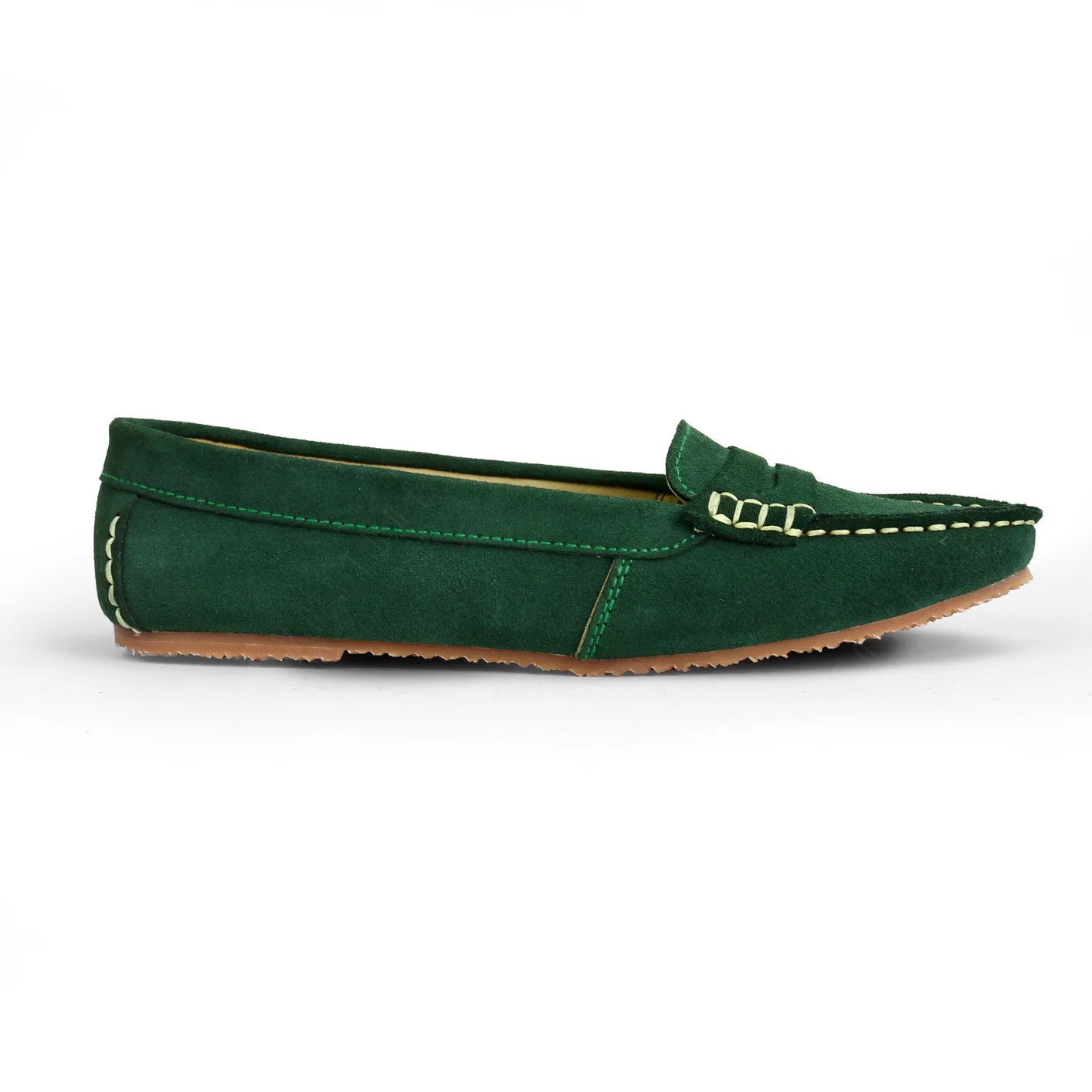 Leather Moccasin Suede Green Duck Head