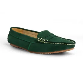 Leather Moccasin Suede Green Duck Head