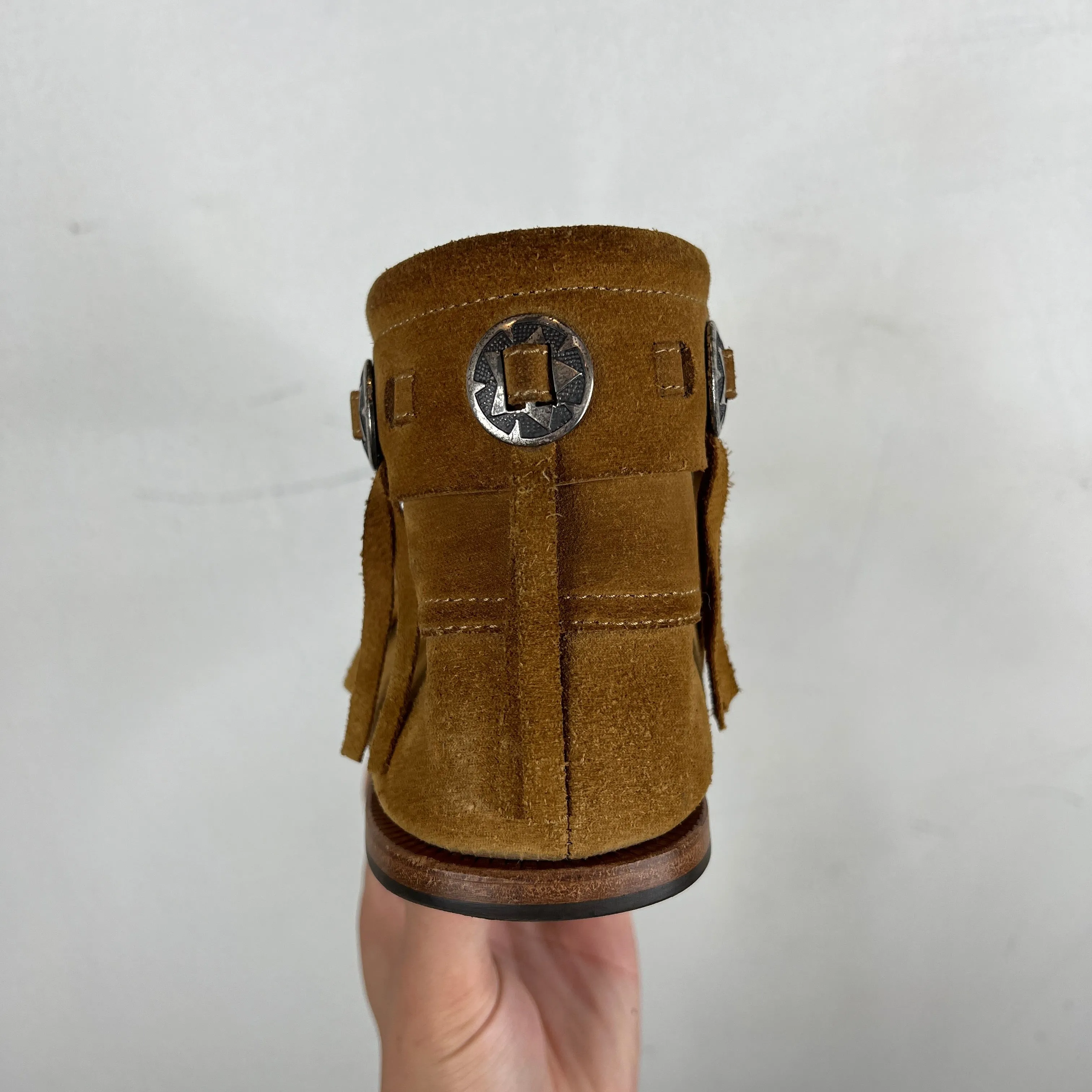 Saint Laurent Suede Concho Moccasin Boots