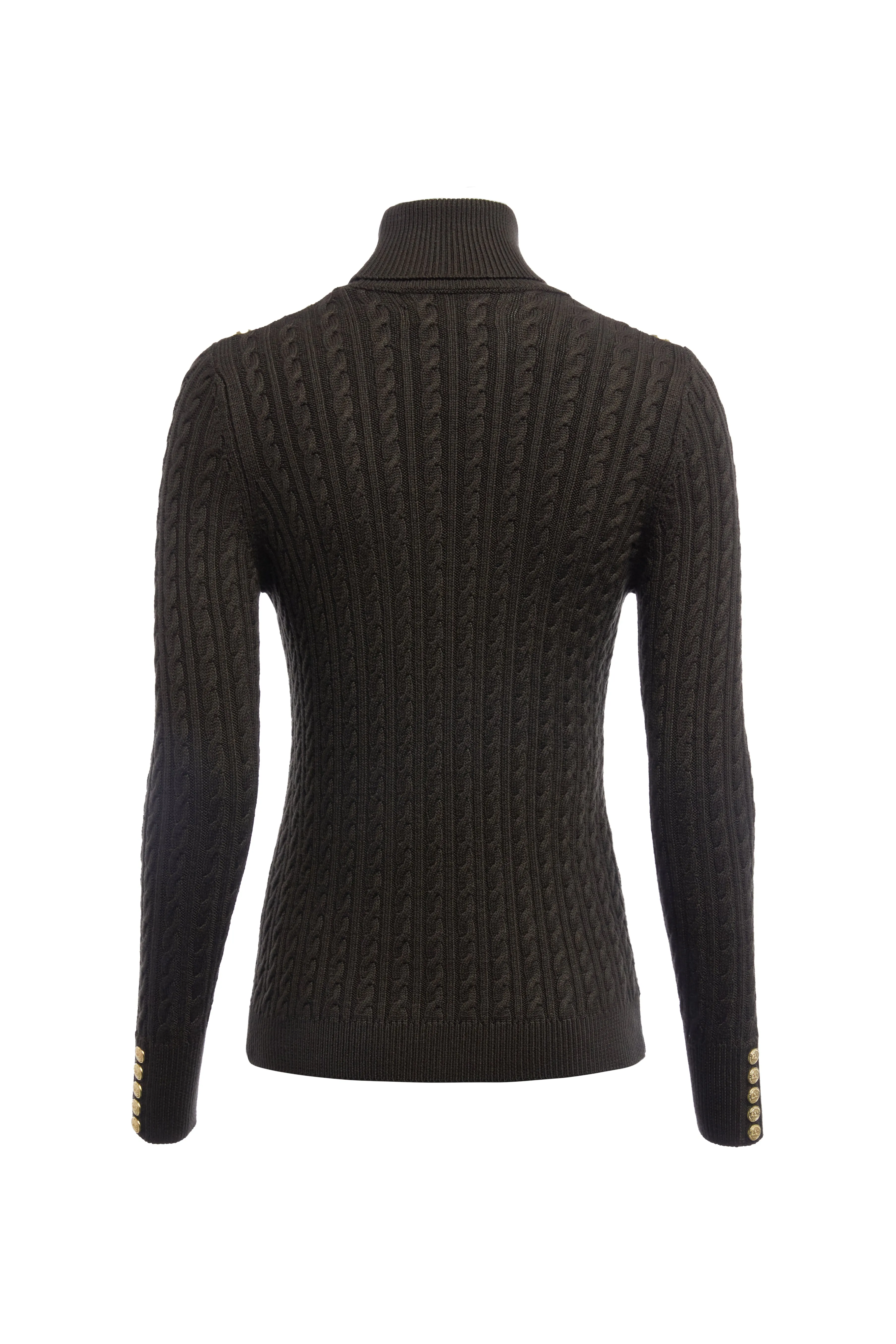 Seattle Roll Neck Cable Knit (Fern Green)