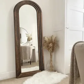 Vishwakarma Arts Aarch-Crowned Distress Carved Mirror for Wall Decoration | Bedroom | Living Room | Vintage Style | Handmade Rustic Mirror Frame